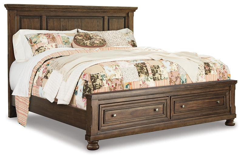 Flynnter Panel Bed With 2 Storage Drawers With Mirrored Dresser