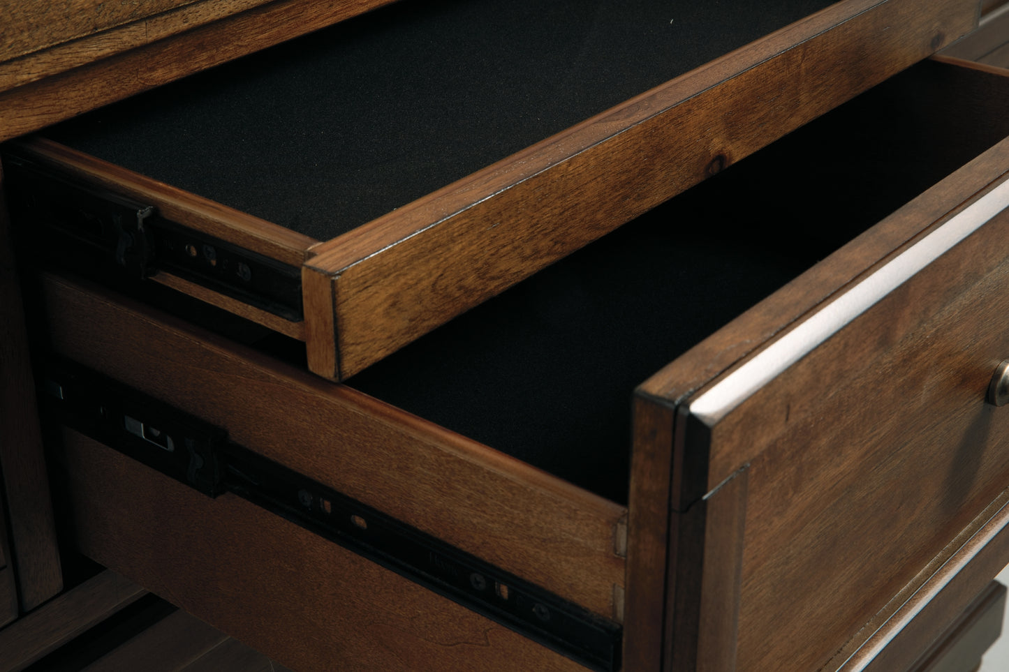 Flynnter Sleigh Bed With 2 Storage Drawers With Mirrored Dresser And Chest
