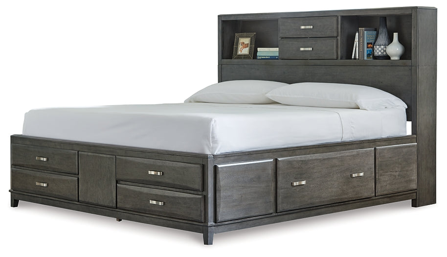 Caitbrook Storage Bed With 8 Storage Drawers With Mirrored Dresser