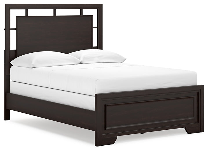 Covetown Full Panel Bed with Mirrored Dresser