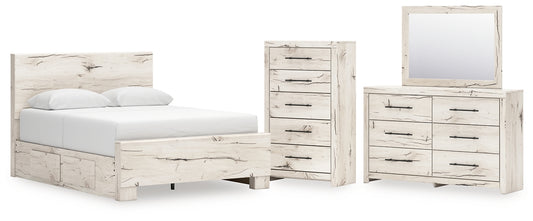 Lawroy Queen Panel Bed with Mirrored Dresser and Chest