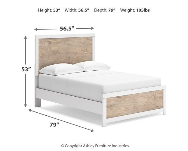 Charbitt Full Panel Bed with Mirrored Dresser