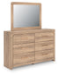 Kinlanni King Upholstered Panel Bed, Dresser and Mirror