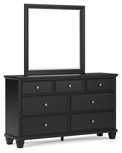 Lanolee California King Panel Storage Bed, Dresser, Mirror and Nightstand