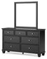 Lanolee California King Panel Storage Bed, Dresser and Mirror