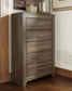 Juararo Queen Panel Headboard Bed with Mirrored Dresser, Chest and Nightstand