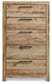 Hyanna Twin Panel Bed with 1 Side Storage, Dresser, Mirror, Chest and Nightstand