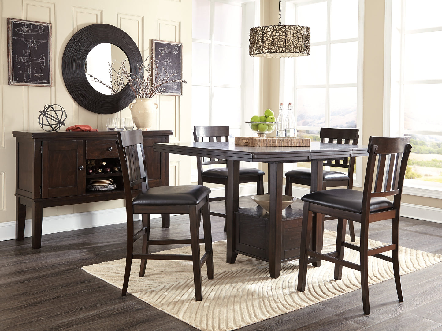 Haddigan Counter Height Dining Table and 4 Barstools with Storage