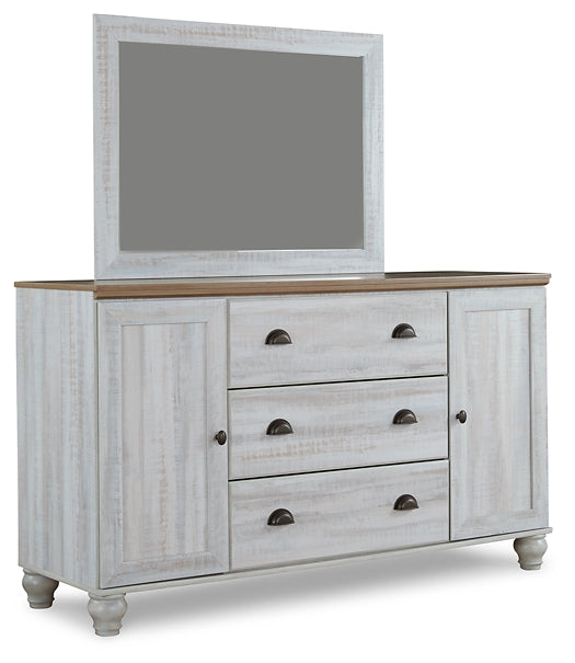 Haven Bay Queen Panel Storage Bed with Mirrored Dresser