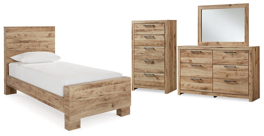 Hyanna Twin Panel Bed with Mirrored Dresser and Chest
