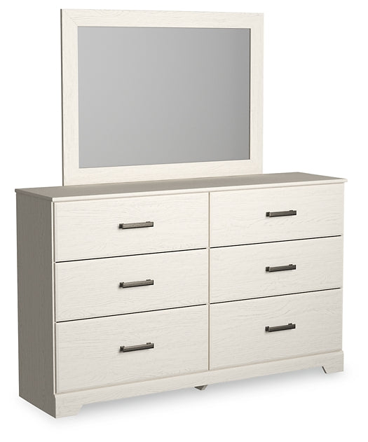 Stelsie Twin Panel Bed with Mirrored Dresser and 2 Nightstands